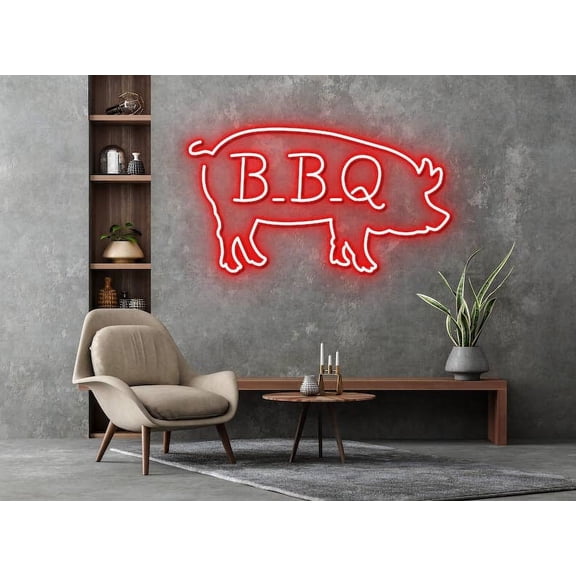 Glowneon BBQ Restaurant neon sign, Pork BBQ signboard led light