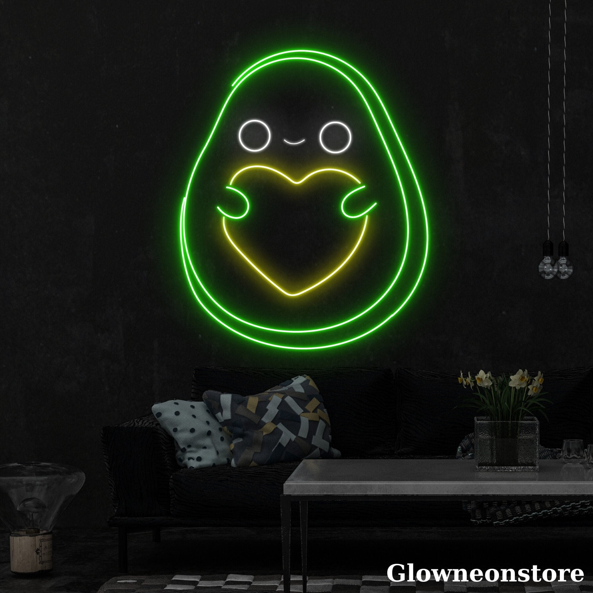 Glowneon Baby Avocado Neon Sign, Cute Avocado Led Sign, Vegetarian