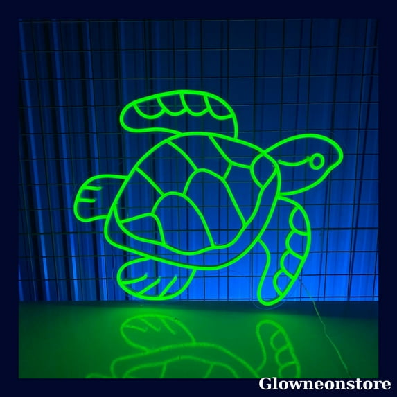 Glowneon Baby Turtle Neon Sign, Turtle LED Sign, Turtle Lover Gift, Turtle Wall Art, Kid Room Decor