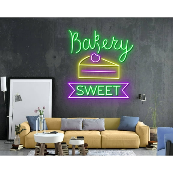 Glowneon Bakery Birthday Cake Neon Sign, Bakery Wall Decor Signboard