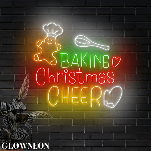 Glowneon Baking Christmas Cheer Led Sign, Bakery Shop Christmas Decor