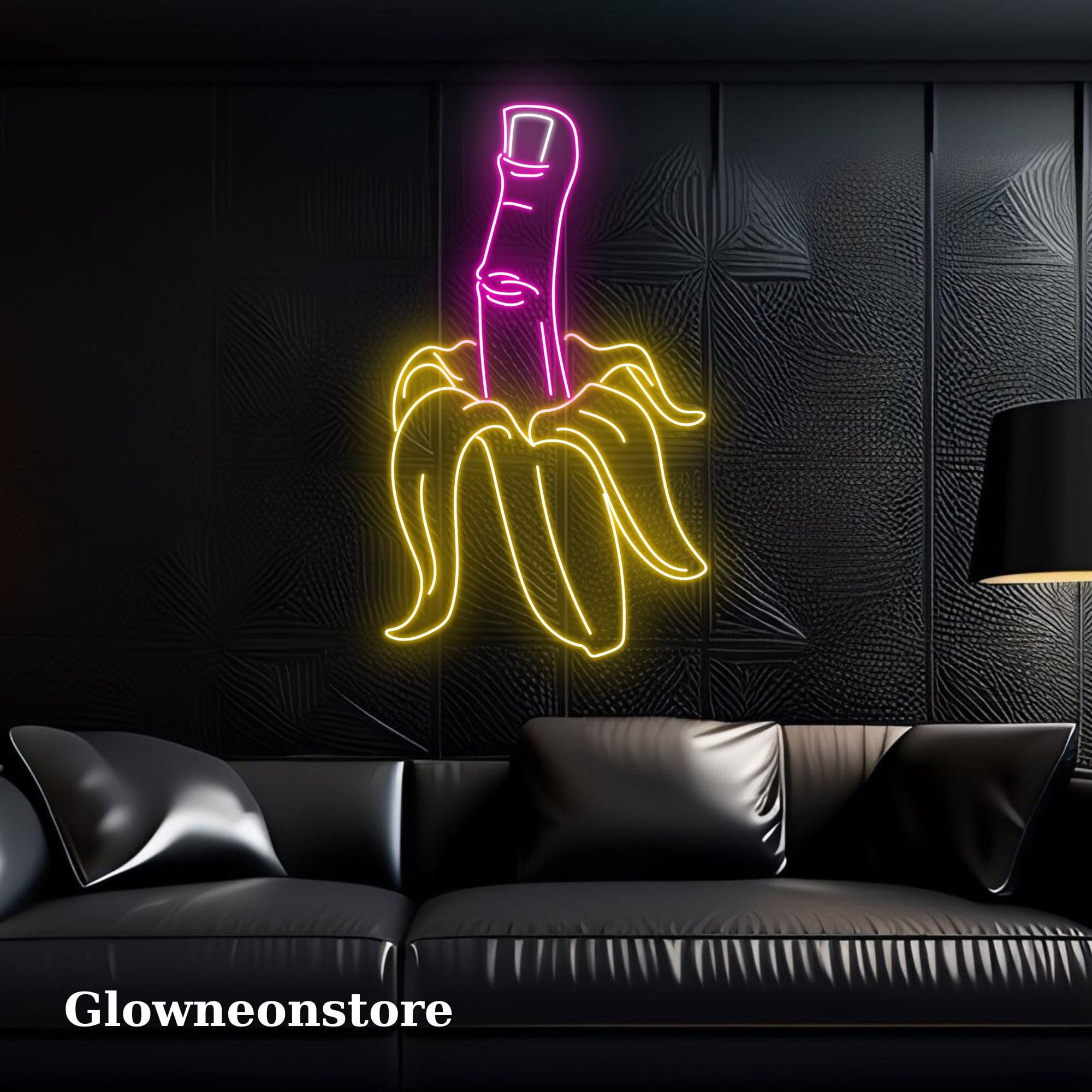 Glowneon Banana Finger Neon Sign, Banana Led Light, Banana Line Art