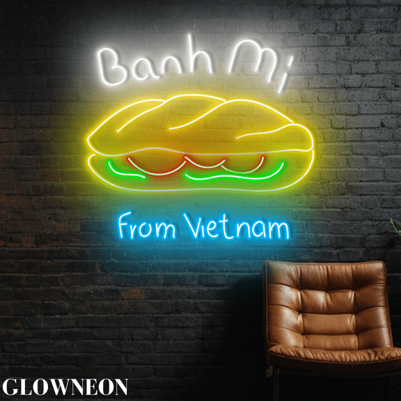 Glowneon Banh Mi From Vietnam Neon Signboard, Vietnamese Banh Mi Art