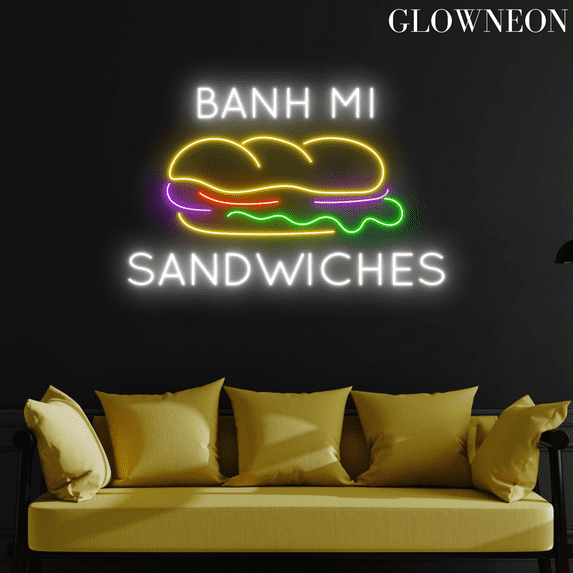 Glowneon Banh Mi Sandwiches Neon Sign, Vietnamese Banh Mi Led Decor