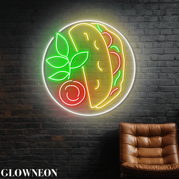 Glowneon Banh Xeo Neon Light, Vietnamese Pancake Store Wall Led Light