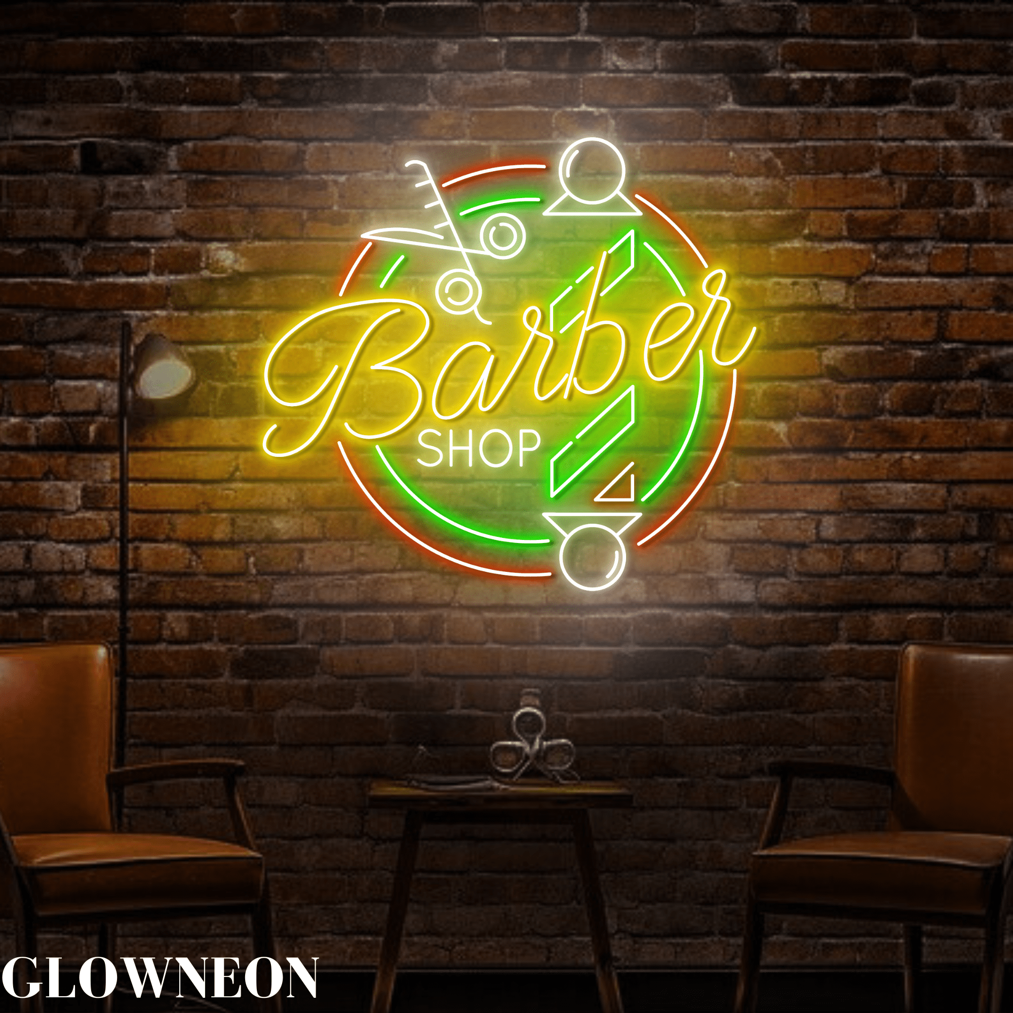 Glowneon Barber Shop Led Sign, Men Barber Shop Neon Sign, Barber Sign