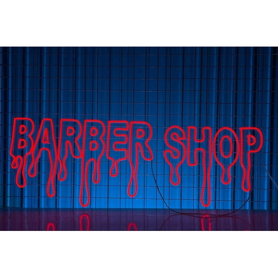 Glowneon Barber Shop Typography Neon Sign, Long-lasting Wall Decor
