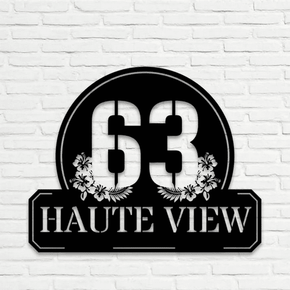 Glowneon Basic House Number Plaques Plant, Address Metal Sign