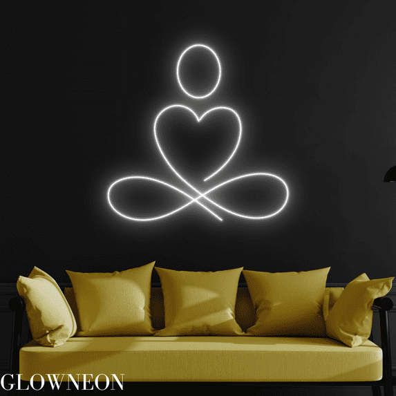 Glowneon Basic Yoga Pose Neon Wall Art, Yoga Home Club Led Light Sign