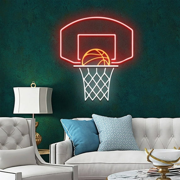 Glowneon Basketball Hoop Neon Sign, Basketball Fan Club Wall Decor