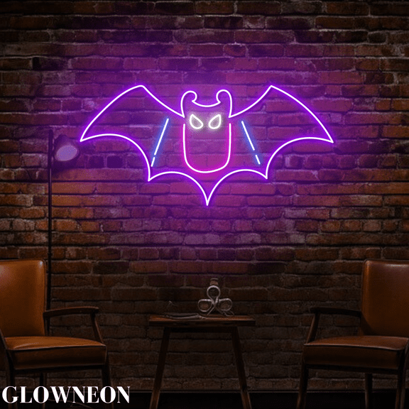 Glowneon Bat Fly Led Sign, Bat Neon Wall Decor, Halloween Wall Decor