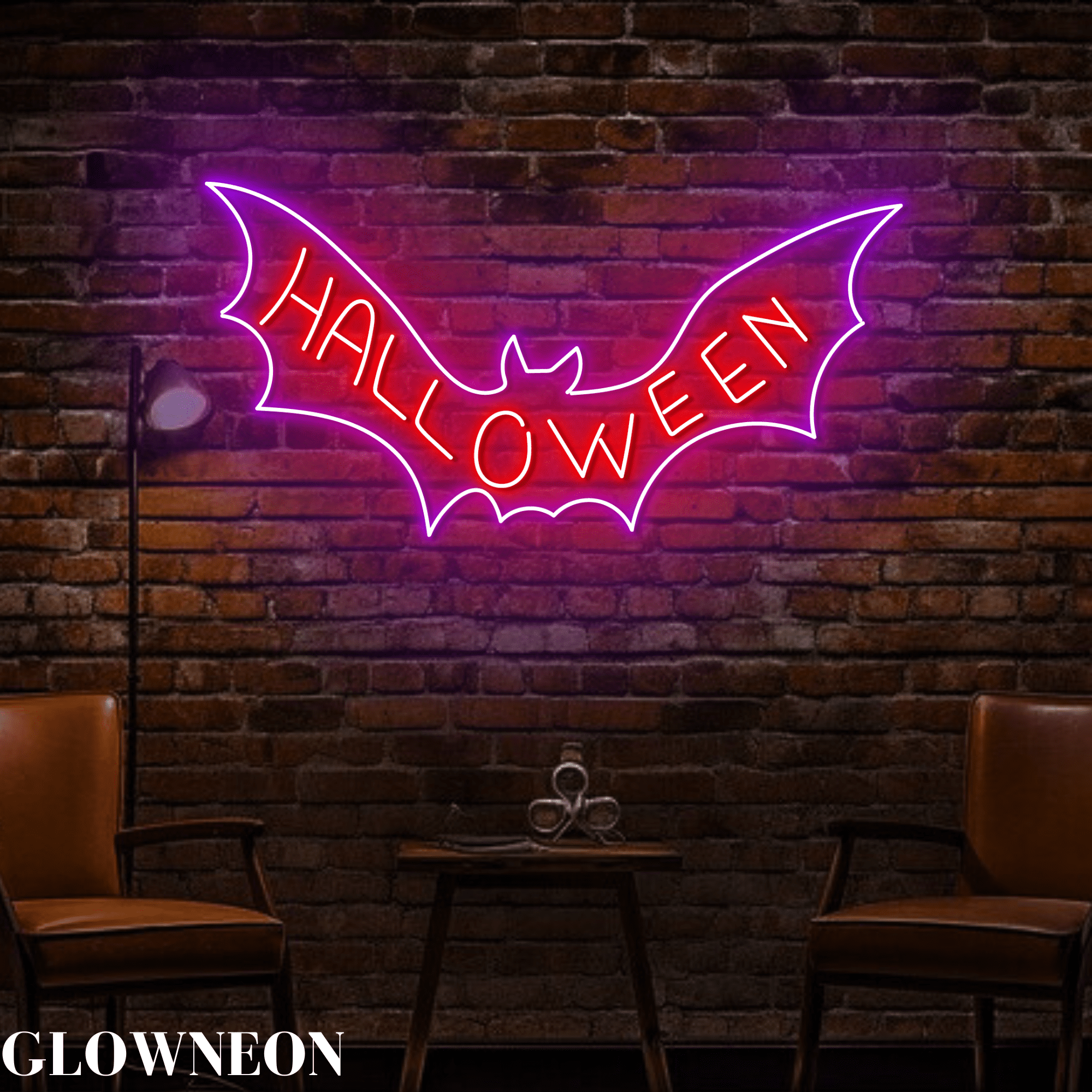 Glowneon Bat Halloween Neon Wall Decor, Bat Led Sign, Halloween Decor ...