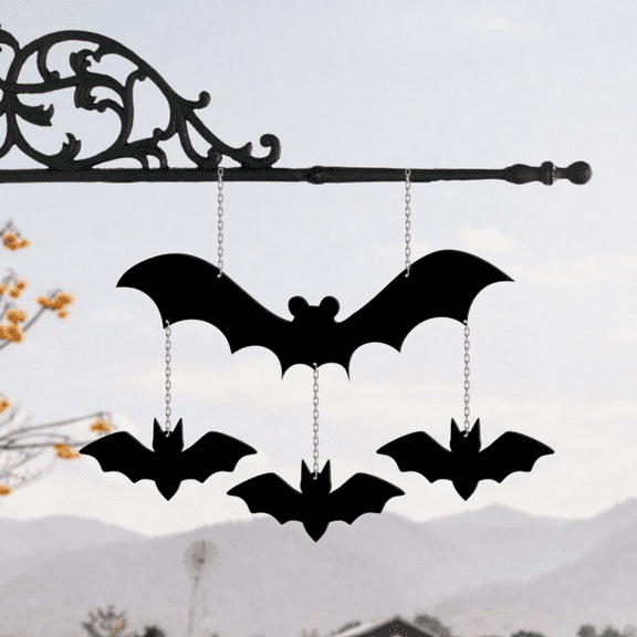 Glowneon Bat Wind Chimes Metal Sign, Halloween Outdoor Sign Decor