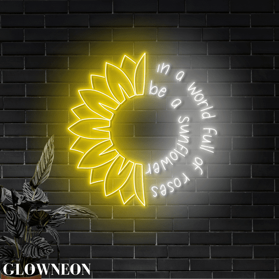 Glowneon Be A Sunflower Wall Led Light, Motivational Quotes Wall Art