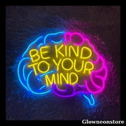 Glowneon Be Kind to Your Mind Neon Sign, Motivation Quotes Neon Light, Bedroom Aesthetic Decor