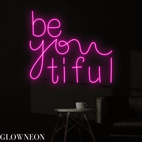 Glowneon Be You Tiful Neon Sign, Beauty Salon Led Sign, Makeup Decor