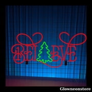 Glowneon Believe Neon Sign, Believe Christmas Led Sign, Christmas Decor, Noel Gifts