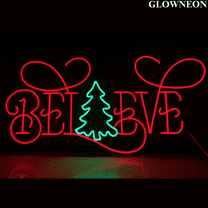 Glowneon Believe Neon Sign, Merry Christmas Led Sign, Xmas Wall Decor