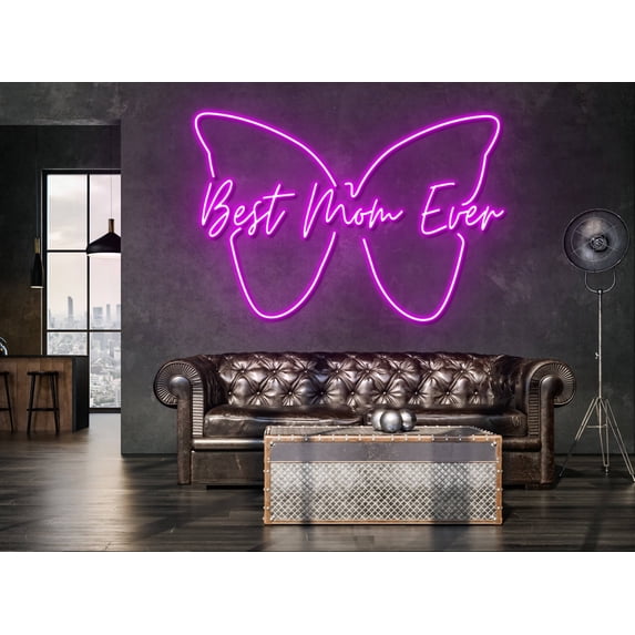 Glowneon Best Mom Ever Butterfly Neon Sign, Gifts Decor for mom