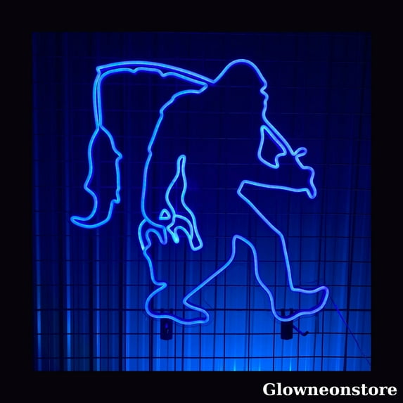 Glowneon Bigfoot Fishing Neon Sign, Fishing Led Sign, Man Cave Decor, Fishing Club Décor