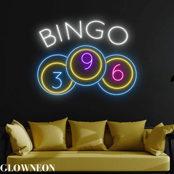 Glowneon Bingo Led Sign, Bingo Neon Sign, Gaming Room Wall Art Decor
