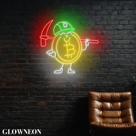 Glowneon Bitcoin Miner Led Light Up, Bitcoin Trading Investment Decor