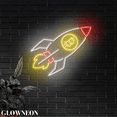 thumbnail image 1 of Glowneon Bitcoin Rocket Neon Light Sign, Bitcoin Crypto Trading Decor, 1 of 5