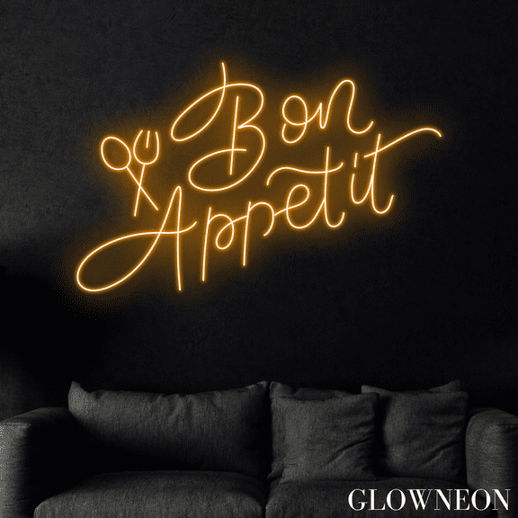 Glowneon Bon Appetit Led Sign, French Restaurant Wall Art Neon Light