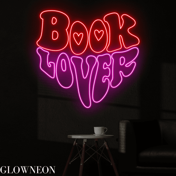 Glowneon Book Lover Neon Sign, Book Store Led Sign, Library Wall Art