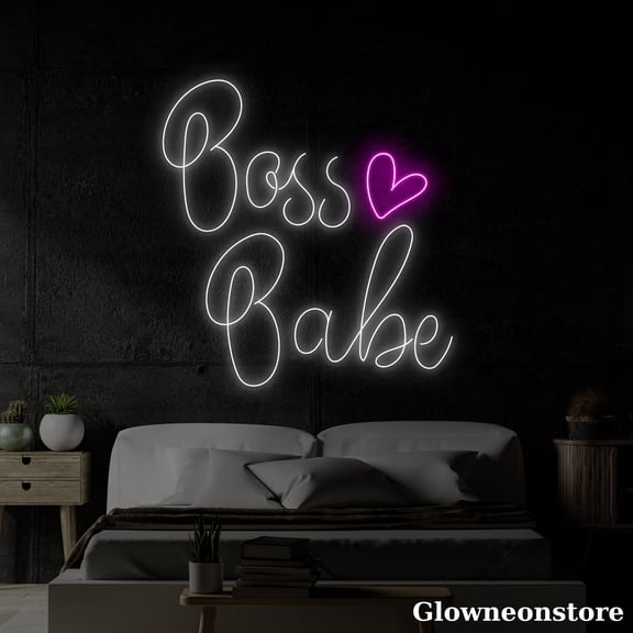 Glowneon Boss Babe Neon Sign, Boss Babe Led Light, Home Bar Decor, Party Decor, Bar Neon Sign