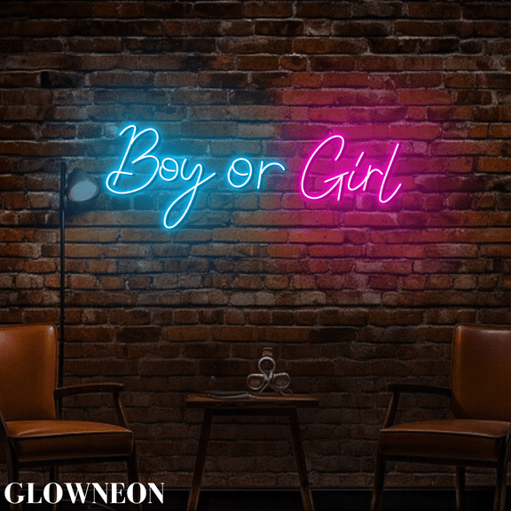 Glowneon Boy Or Girl Baby Shower Neon Wall Decor, Gender Reveal Sign