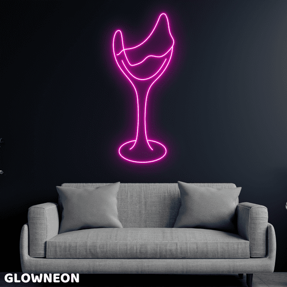 Glowneon Broken Wine Glass Neon Sign, Wine Led Sign, Bar Pub Decor