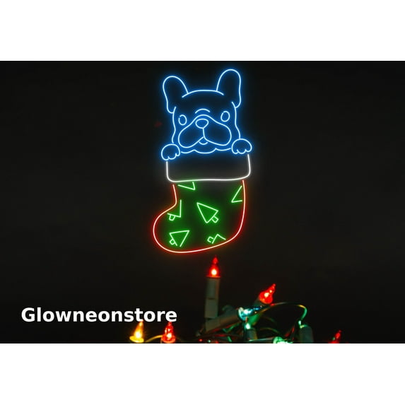 Glowneon BullDog Christmas Neon Sign, French BullDog Neon Sign, French BullDog Led Light