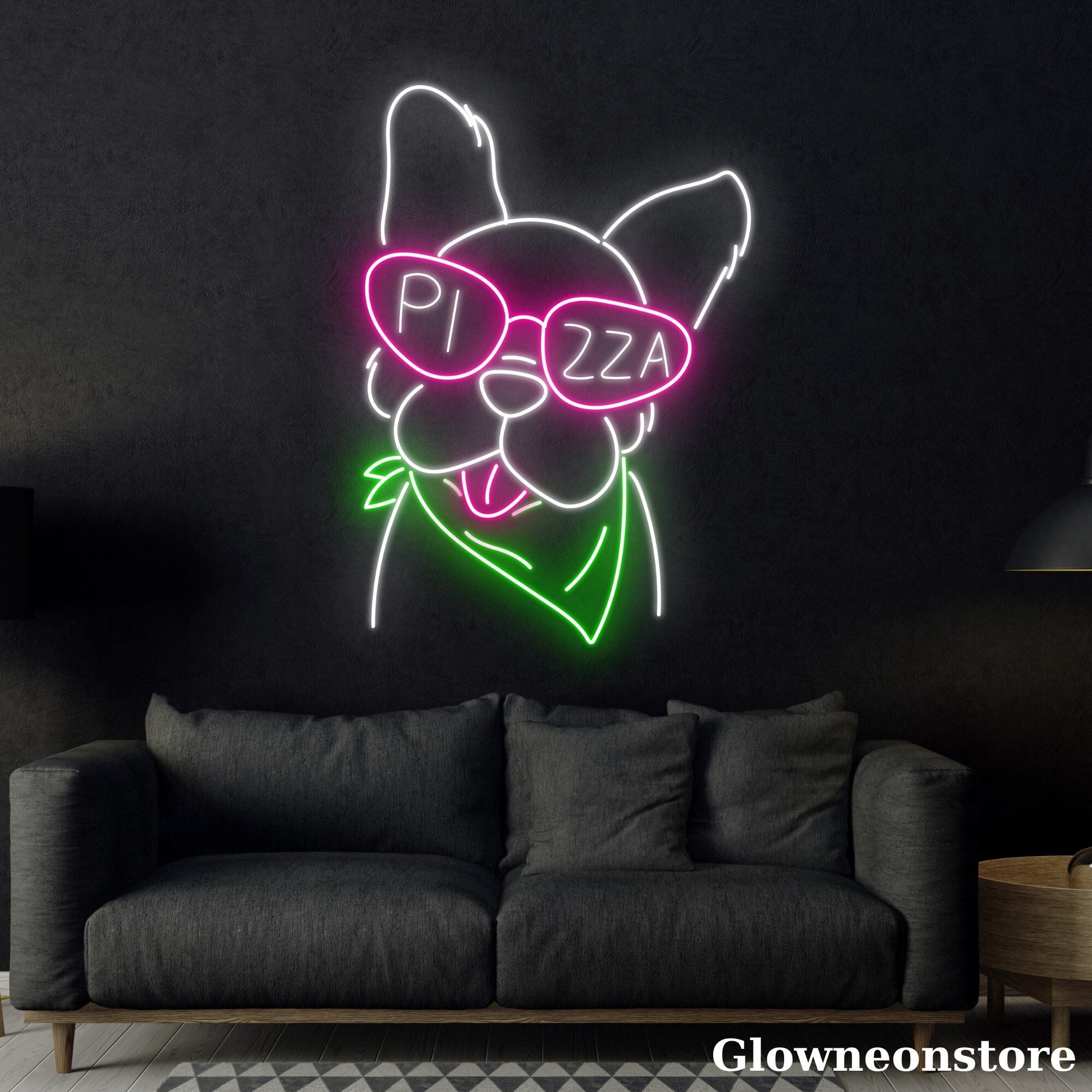Glowneon Bulldog Love Pizza Neon Sign Bulldog Pizza Led Sign Welcome