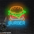 thumbnail image 1 of Glowneon Burger Led Light Sign, Burger Fast Food Restaurant Wall Art, 1 of 5