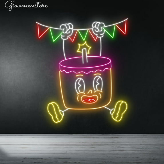Glowneon Cake Decor Neon Sign, Birthday Cake Led Neon, Cake Sign, Birthday Sign Party Decor