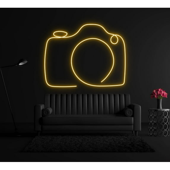 Glowneon Camera Line Art Neon Sign, Instagram Studio Room Decor