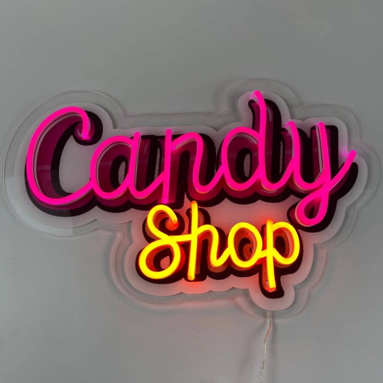 Glowneon Candy Shop Neon Print Sign, Sweet Candy Shop Wall Decor