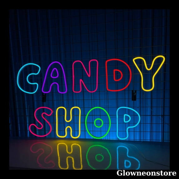 Glowneon Candy Shop Neon Sign, Candy Shop Led Sign, Open Candy Store Sign, Custom Store Signage