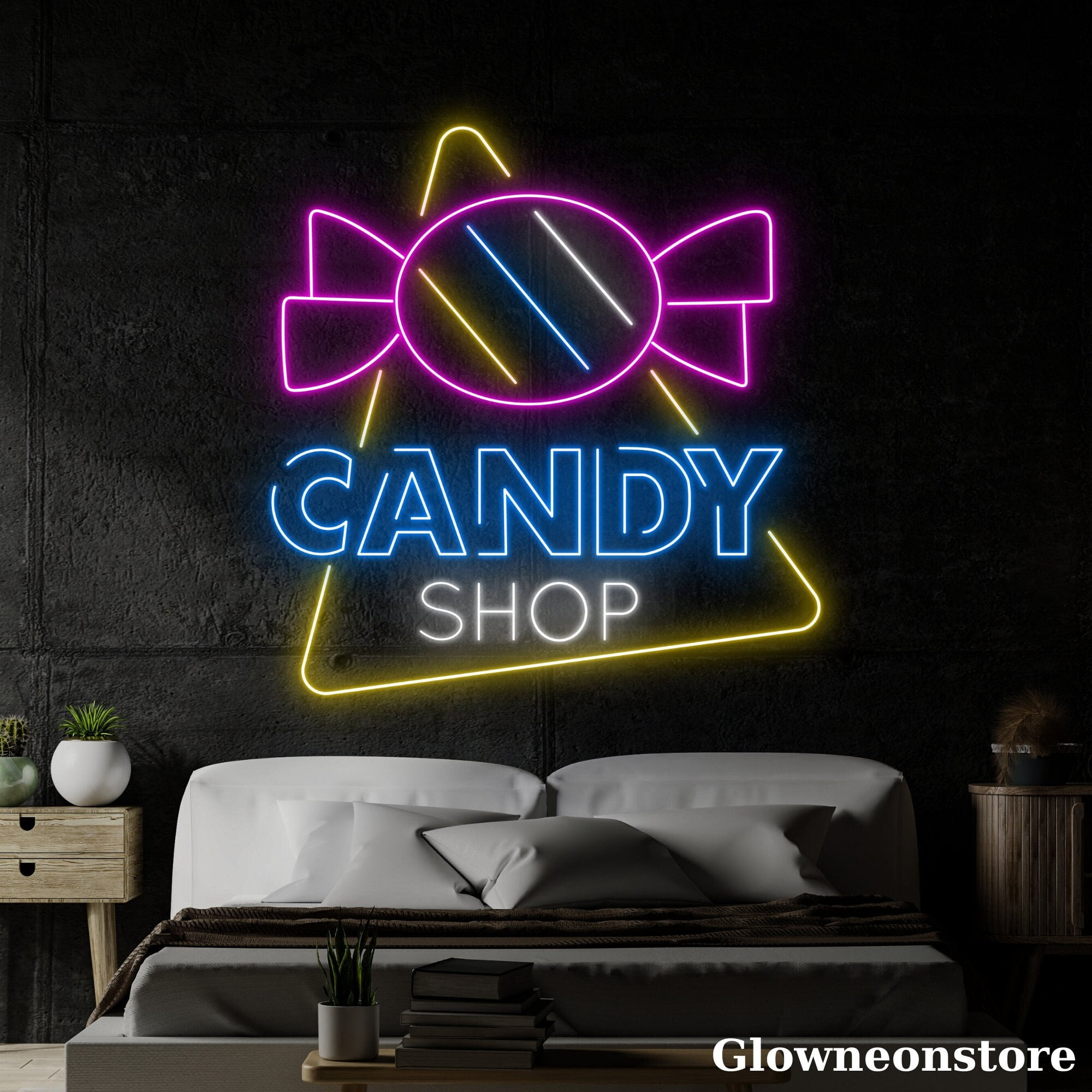 Glowneon Candy Shop Neon Sign, Candy Shop Led Sign, Open
