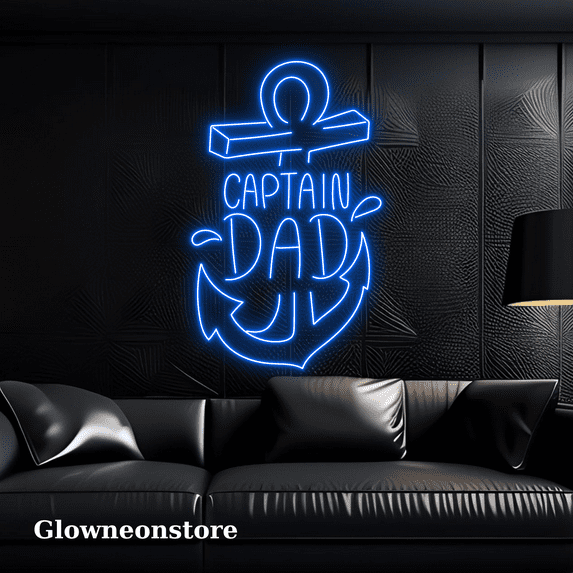 Glowneon Captain Dad Anchor Neon Sign, Father's Day Gift Led Decor