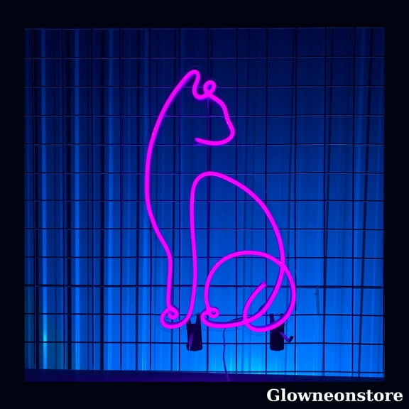 Glowneon Cat Line Art Neon Sign, Cat Led Light, Cat Neon Light, Cat Lover Gift, Woman Room Décor