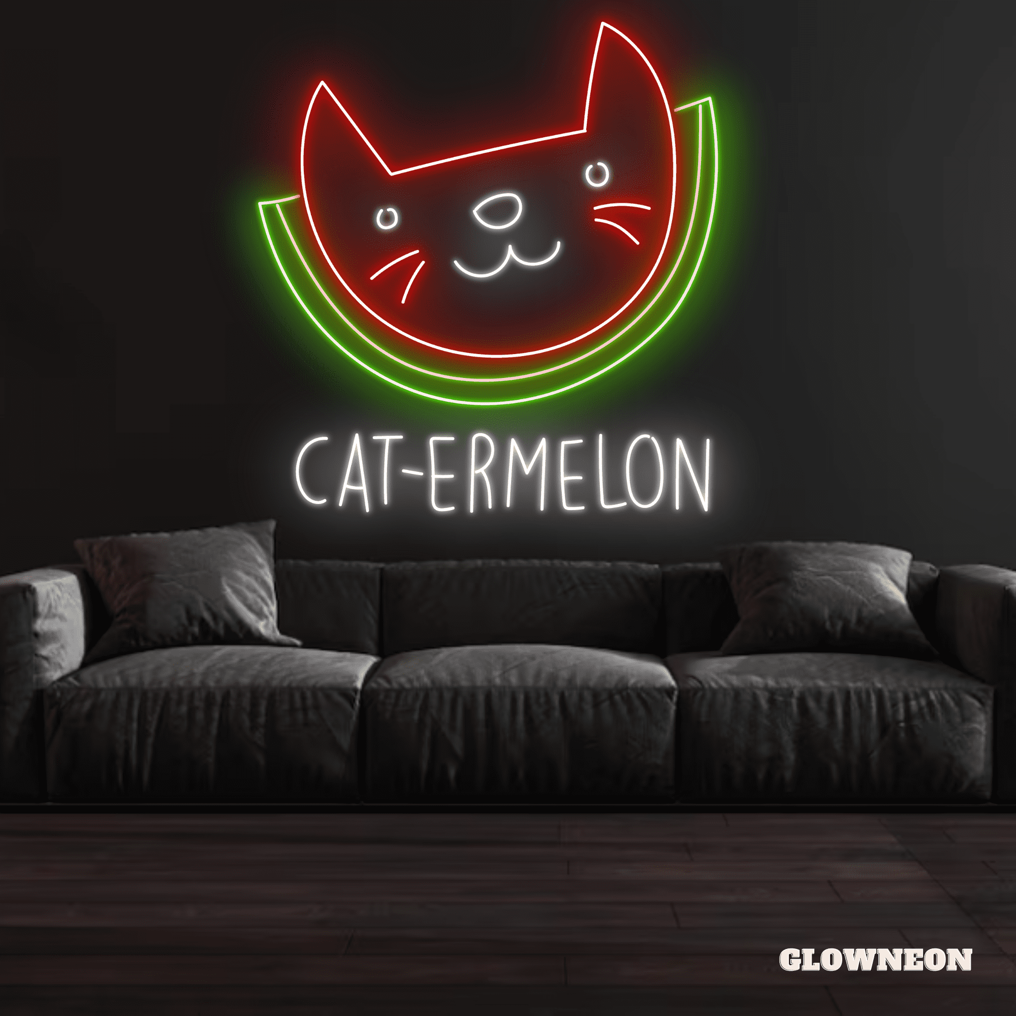 Glowneon Catermelon Neon Sign, Cat Wall Decor, Cat LED Sign, Cat Sign ...