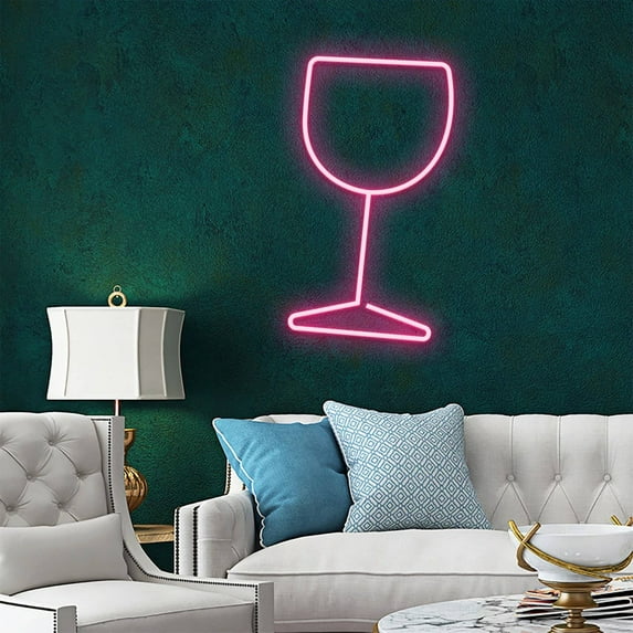 Glowneon Champagne Glass Neon Signs, Bar Pub Decor