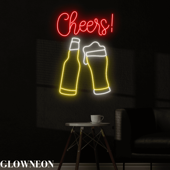 Glowneon Cheers Beer Led Lights For Beer Bar Pub Wall Art Neon Decor