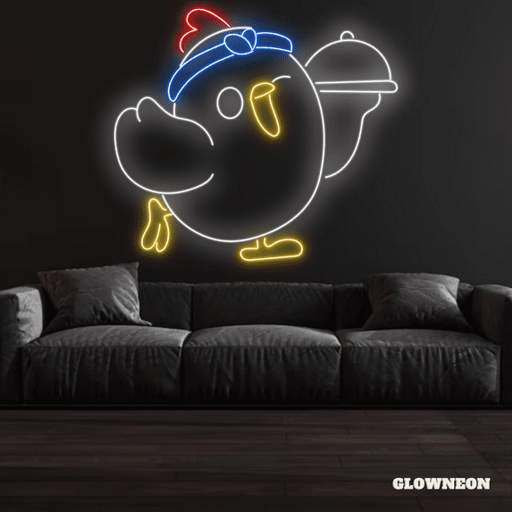 Glowneon Chicken Chef Neon Sign, Kitchen Decor, Chicken Wall Decor
