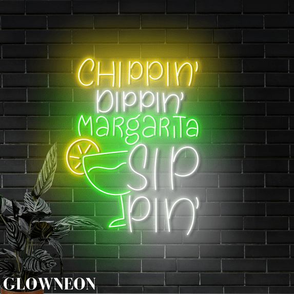 Glowneon Chippin Dippin Margarita Sippin Neon Sign For Bar Pub Decor