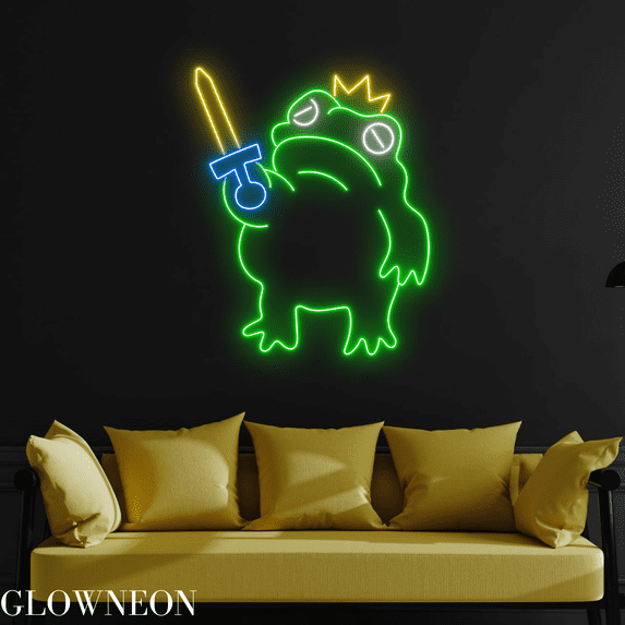 Glowneon Christmas Gift For Kid Sign, Frog Prince Bedroom Neon Light