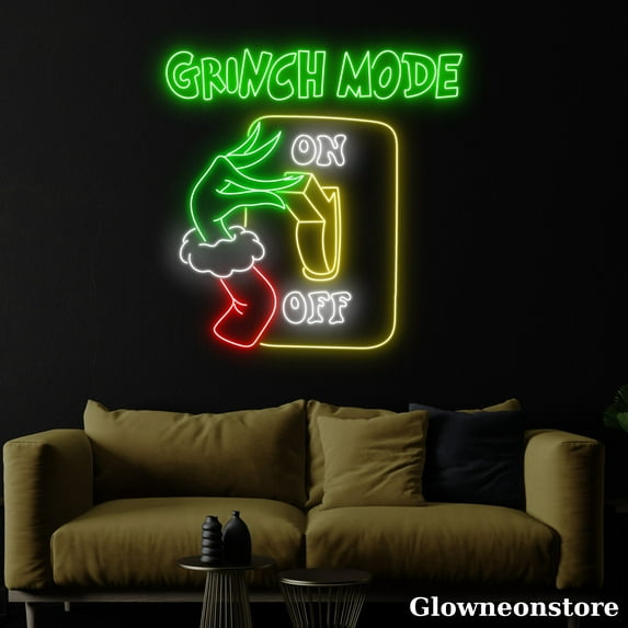Glowneon Christmas Mode On Neon Sign, Christmas Mode On LED Sign, Merry Christmas Sign