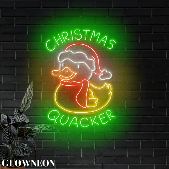 Glowneon Christmas Quacker Wall Led Light, Duck Christmas Wall Decor